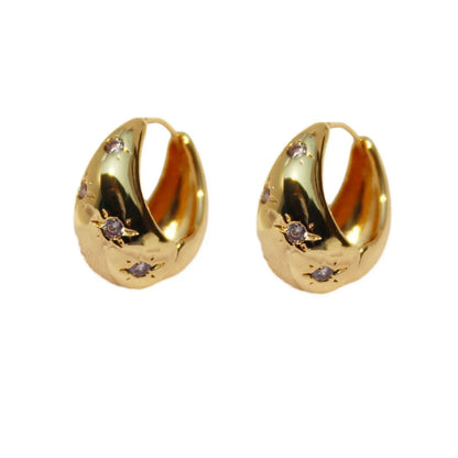 Fashion Water Droplets Copper Plating Zircon Earrings 1 Pair