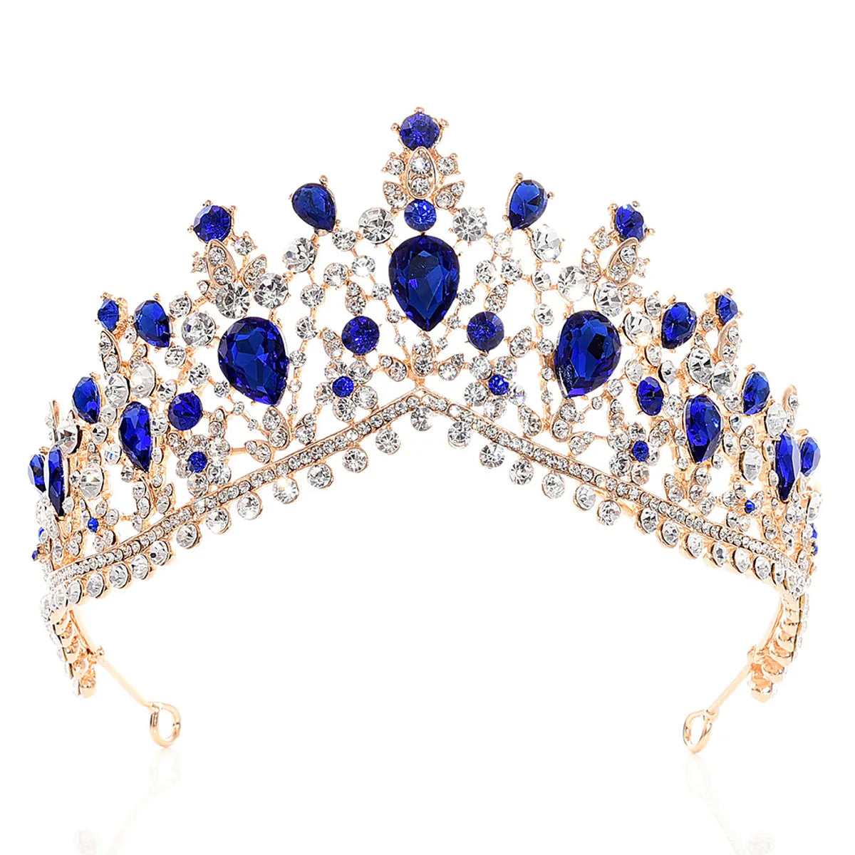 Fashion Water Droplets Crown Alloy Hollow Out Inlay Rhinestones Crown 1 Piece