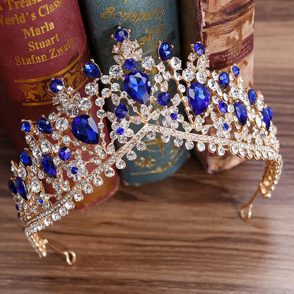 Fashion Water Droplets Crown Alloy Hollow Out Inlay Rhinestones Crown 1 Piece