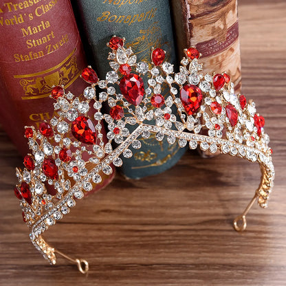 Fashion Water Droplets Crown Alloy Hollow Out Inlay Rhinestones Crown 1 Piece