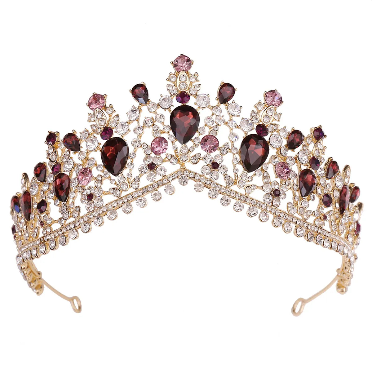 Fashion Water Droplets Crown Alloy Hollow Out Inlay Rhinestones Crown 1 Piece