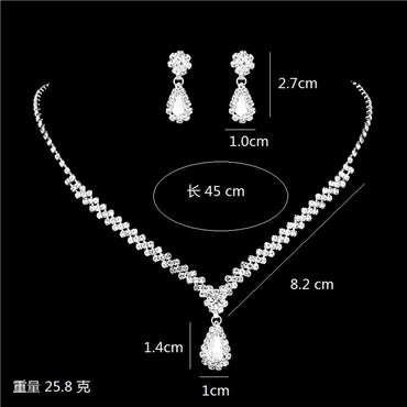 Fashion Water Droplets Flower Rhinestone Plating Rhinestone Bracelets Earrings Necklace