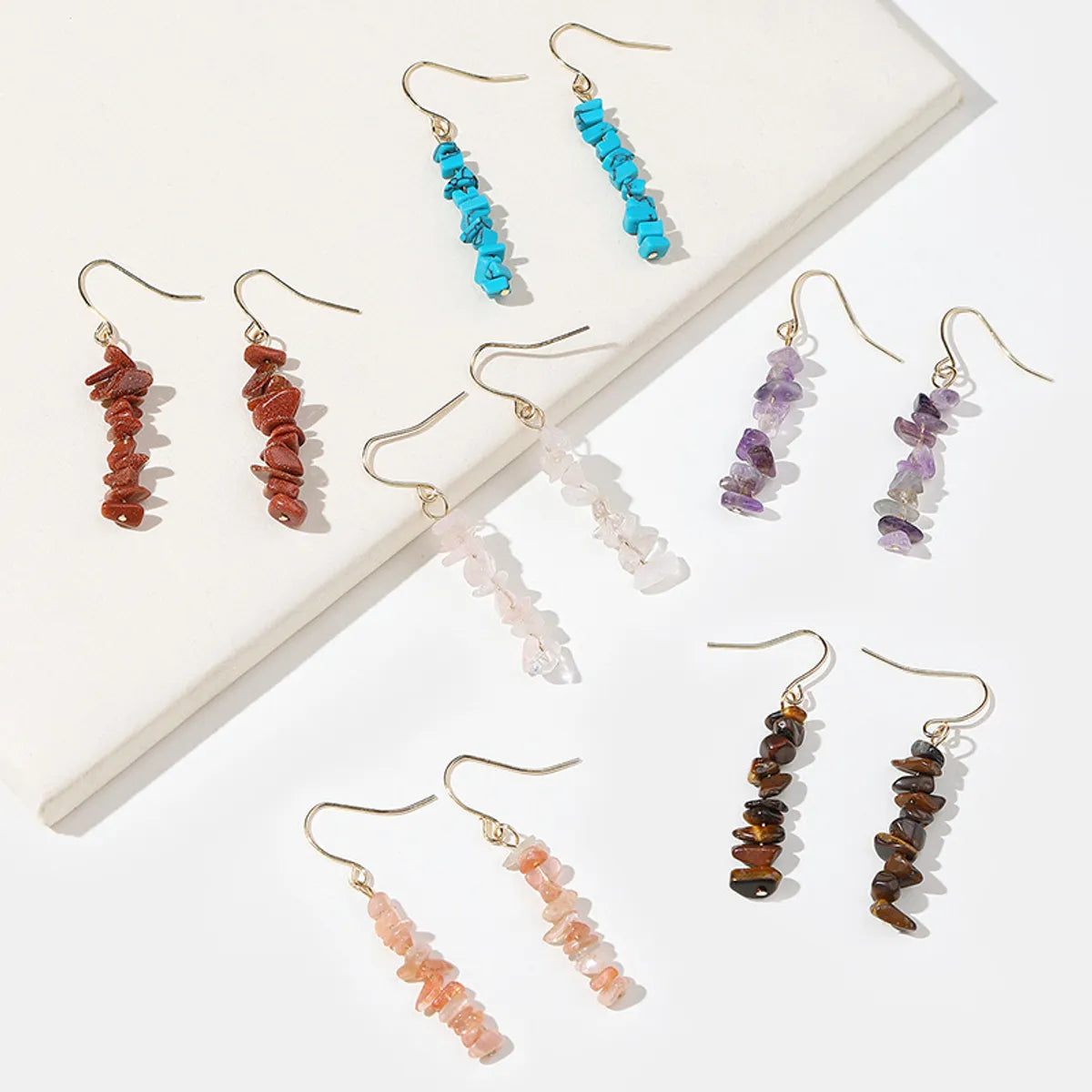 Fashion Water Droplets Gem Inlaid Shell Natural Stone Women'S Earrings 1 Pair