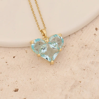 Fashion Water Droplets Heart Shape Butterfly Copper Plating Inlay Zircon Pendant Necklace 1 Piece