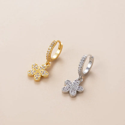 Fashion Water Droplets Heart Shape Copper Plating Inlay Zircon Ear Studs 1 Piece