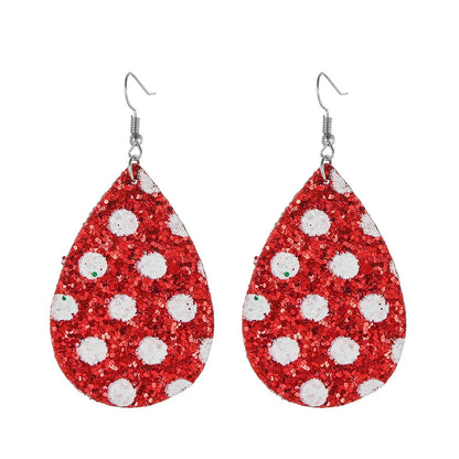 Fashion Water Droplets Pu Leather Handmade Women'S Drop Earrings 1 Pair