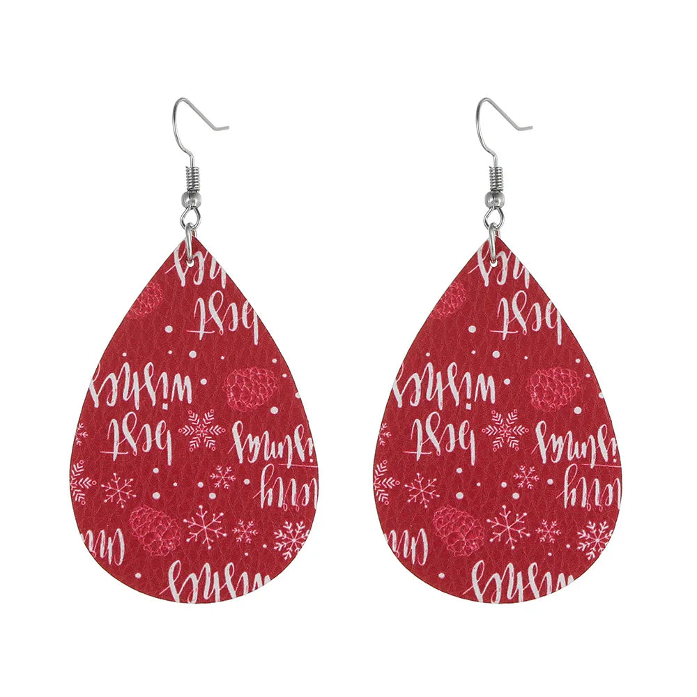 Fashion Water Droplets Pu Leather Handmade Women'S Drop Earrings 1 Pair