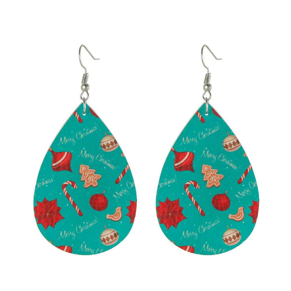 Fashion Water Droplets Pu Leather Handmade Women'S Drop Earrings 1 Pair