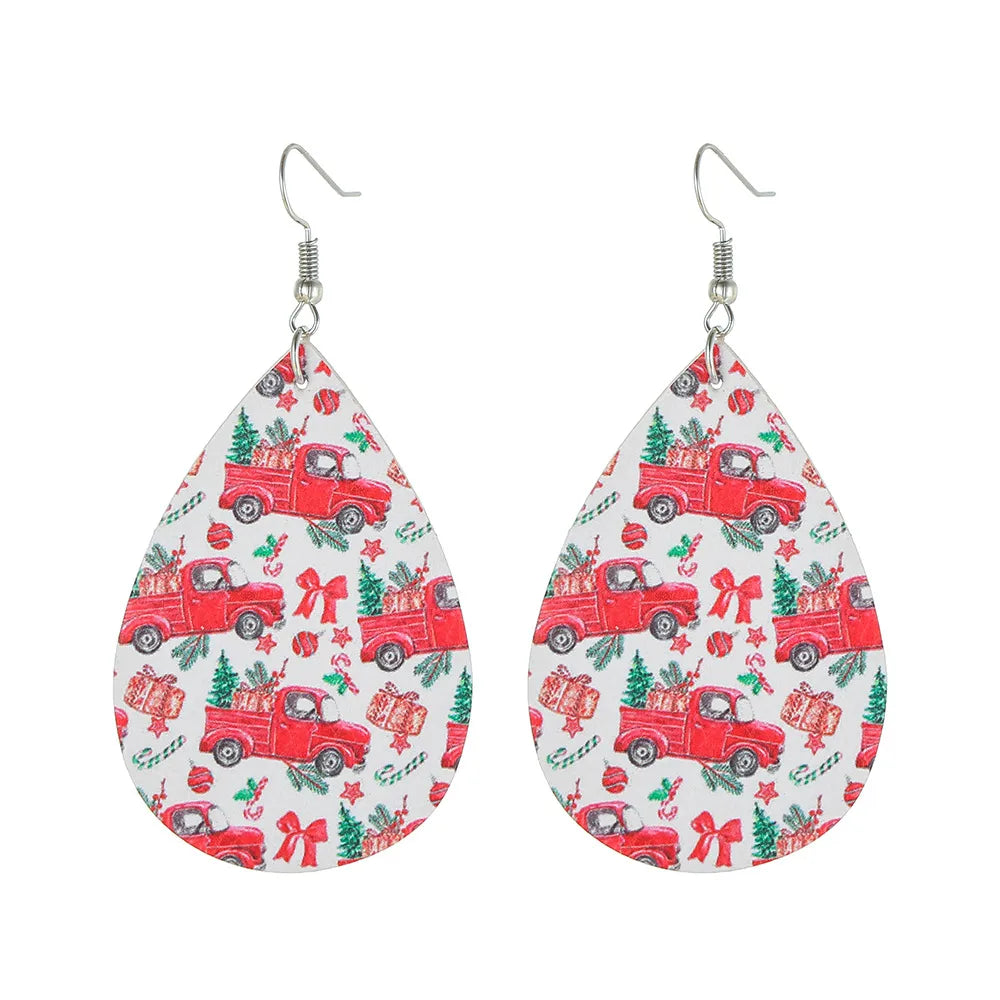 Fashion Water Droplets Pu Leather Handmade Women'S Drop Earrings 1 Pair