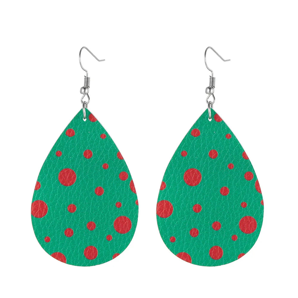 Fashion Water Droplets Pu Leather Handmade Women'S Drop Earrings 1 Pair