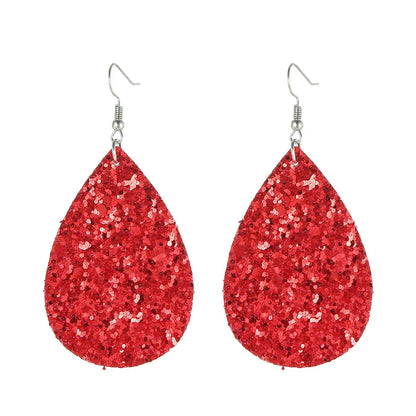 Fashion Water Droplets Pu Leather Handmade Women'S Drop Earrings 1 Pair