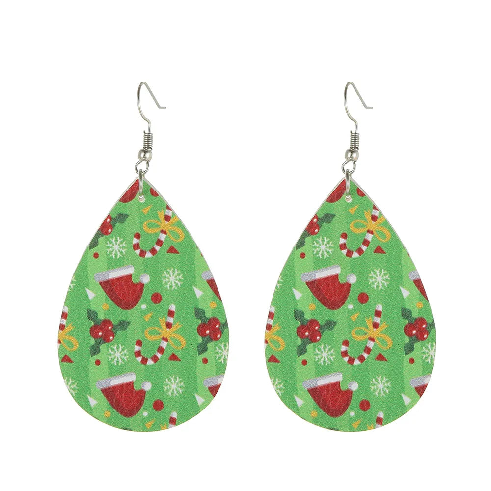 Fashion Water Droplets Pu Leather Handmade Women'S Drop Earrings 1 Pair