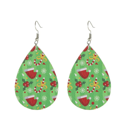 Fashion Water Droplets Pu Leather Handmade Women'S Drop Earrings 1 Pair