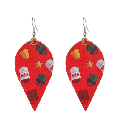 Fashion Water Droplets Pu Leather Handmade Women'S Drop Earrings 1 Pair