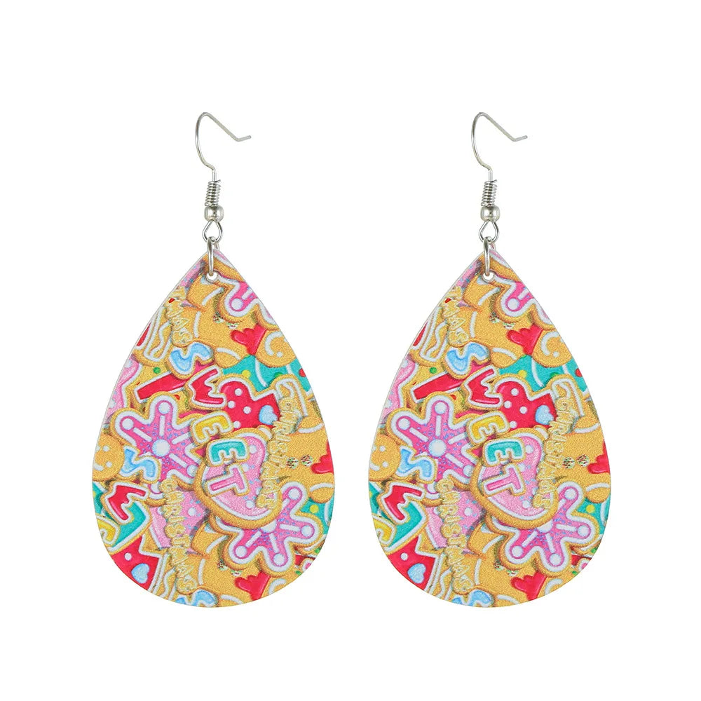 Fashion Water Droplets Pu Leather Handmade Women'S Drop Earrings 1 Pair