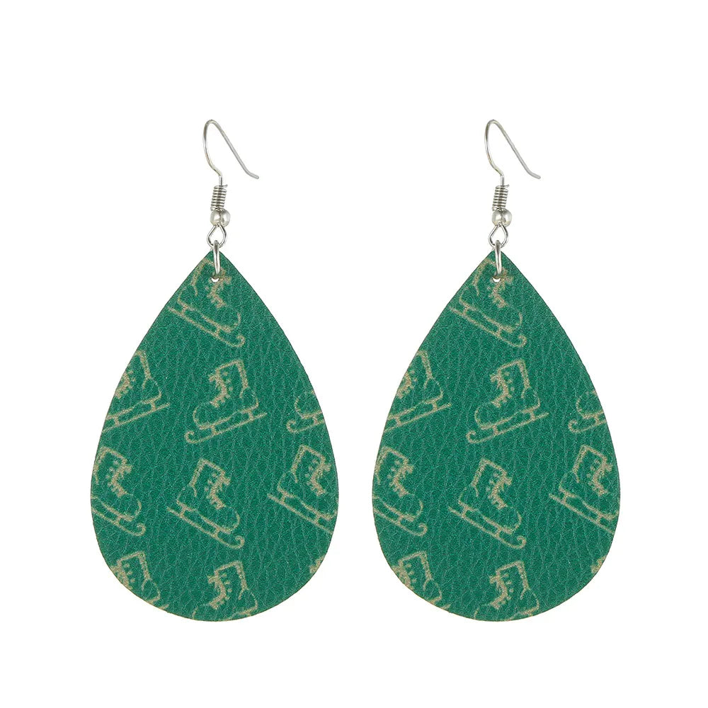 Fashion Water Droplets Pu Leather Handmade Women'S Drop Earrings 1 Pair