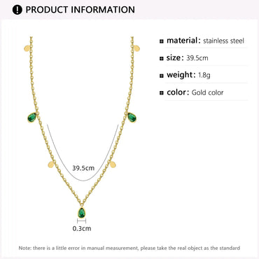 Fashion Water Droplets Stainless Steel Necklace Plating Zircon Stainless Steel Necklaces