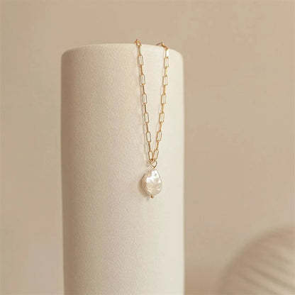 Fashion Water Droplets Stainless Steel Pendant Necklace Pearl Stainless Steel Necklaces