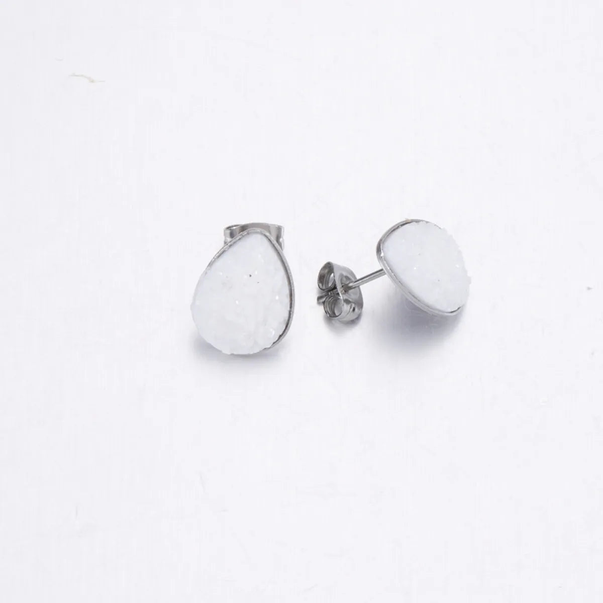 Fashion Water Droplets Stainless Steel Resin Stoving Varnish Women'S Ear Studs 1 Pair