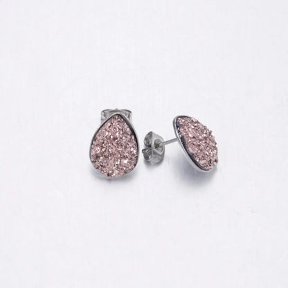 Fashion Water Droplets Stainless Steel Resin Stoving Varnish Women'S Ear Studs 1 Pair