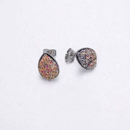 Fashion Water Droplets Stainless Steel Resin Stoving Varnish Women'S Ear Studs 1 Pair