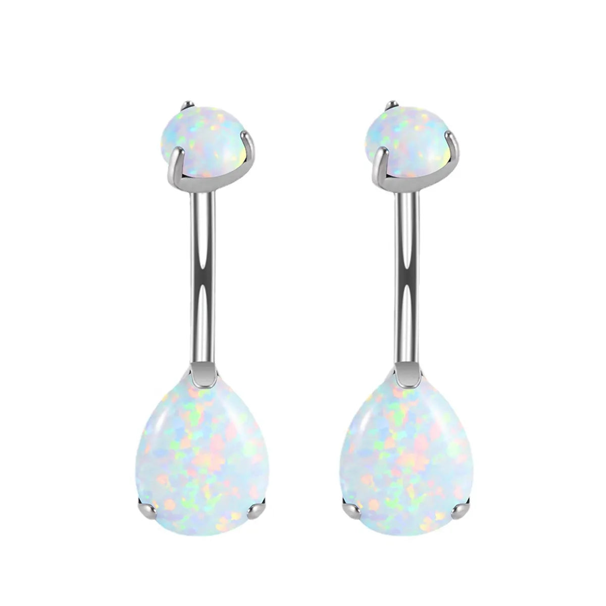 Fashion Water Droplets Titanium Inlay Zircon Unisex Belly Ring 1 Piece