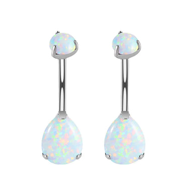 Fashion Water Droplets Titanium Inlay Zircon Unisex Belly Ring 1 Piece