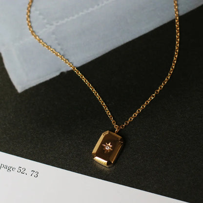 Fashion Water Droplets Titanium Steel Plating Zircon Pendant Necklace