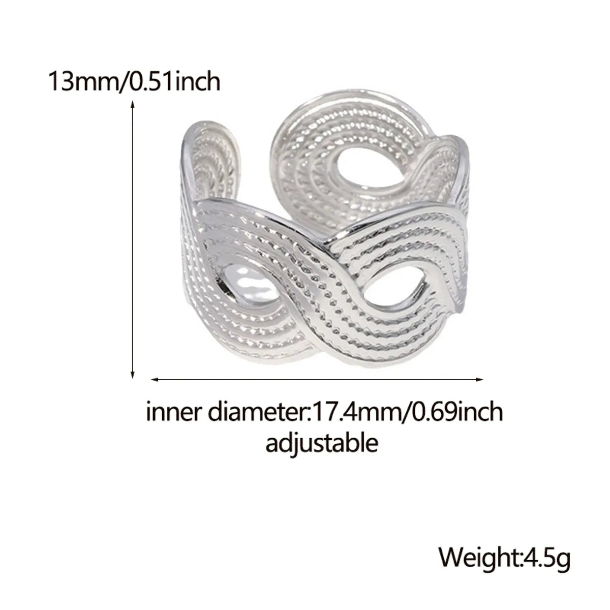 Fashion Waves Stainless Steel Criss Cross Open Ring