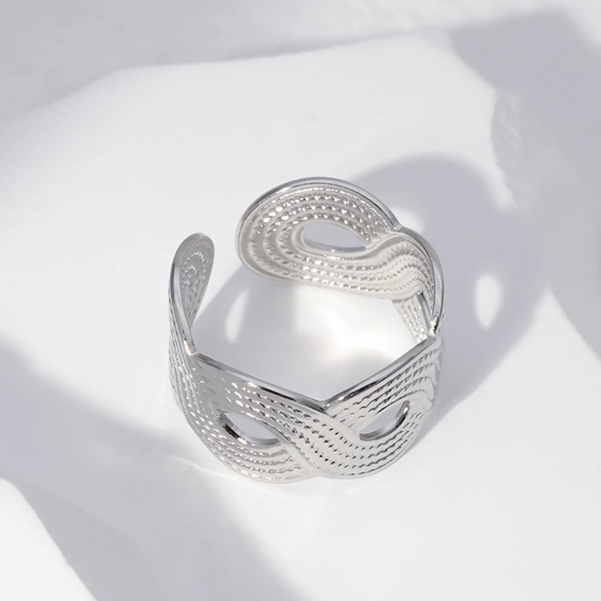 Fashion Waves Stainless Steel Criss Cross Open Ring