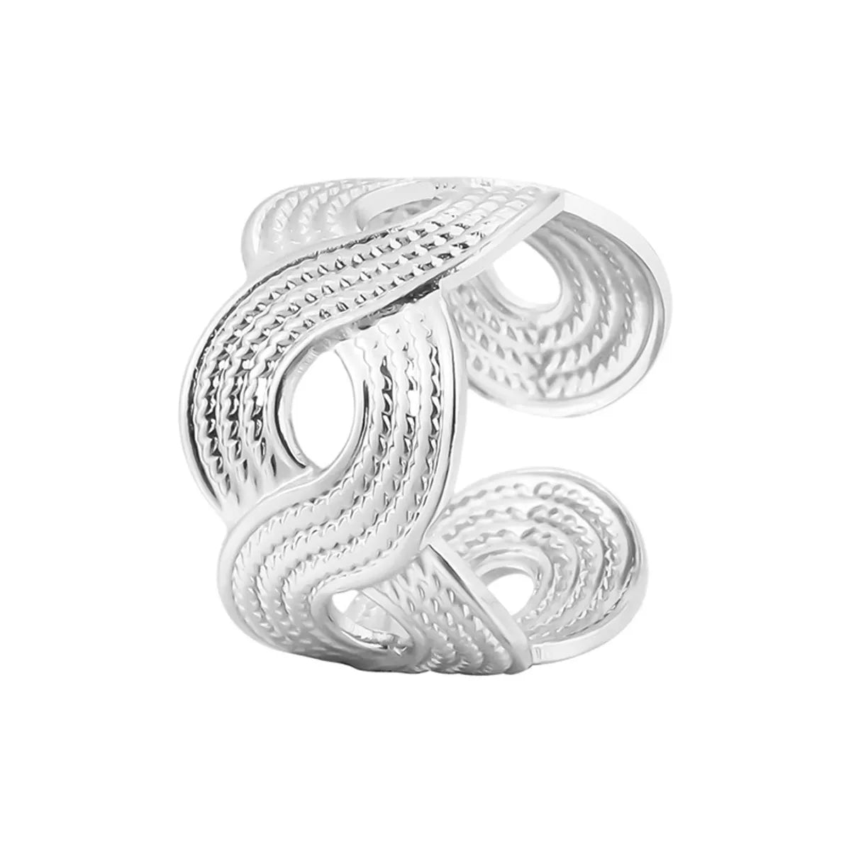 Fashion Waves Stainless Steel Criss Cross Open Ring