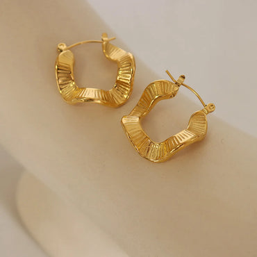 Fashion Waves Irregular Plating Titanium Steel Earrings