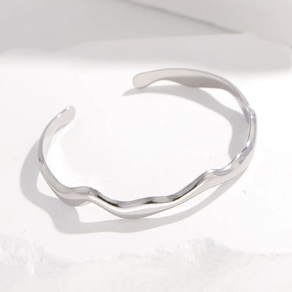 Fashion Waves Titanium Steel Irregular Plating Bangle 1 Piece