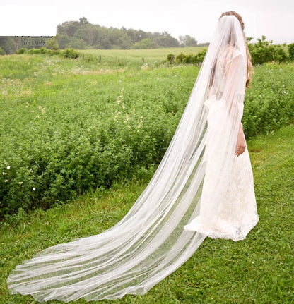 Fashion White Long Veil Large Trailing Veil Wedding Accessories