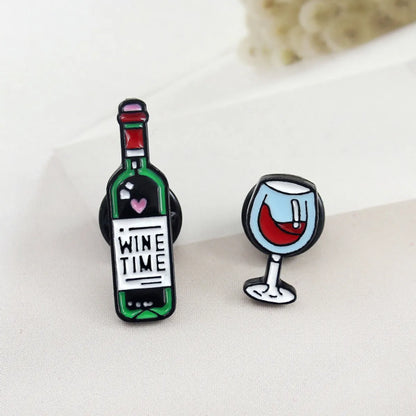 Fashion Wine Glass Wine Bottle Alloy Plating Unisex Brooches