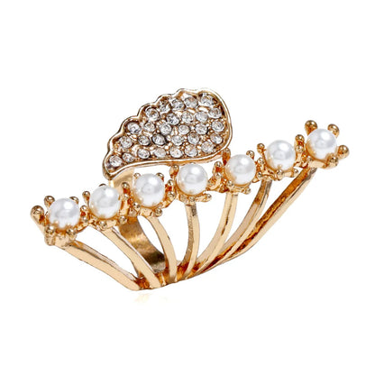 Fashion Wings Alloy Inlay Artificial Pearls Rhinestone Rings