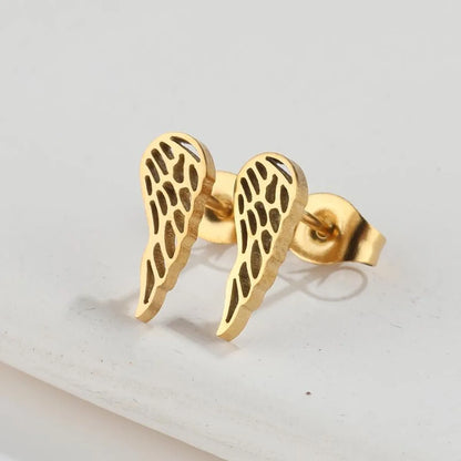 Fashion Wings Titanium Steel Plating Ear Studs 1 Pair