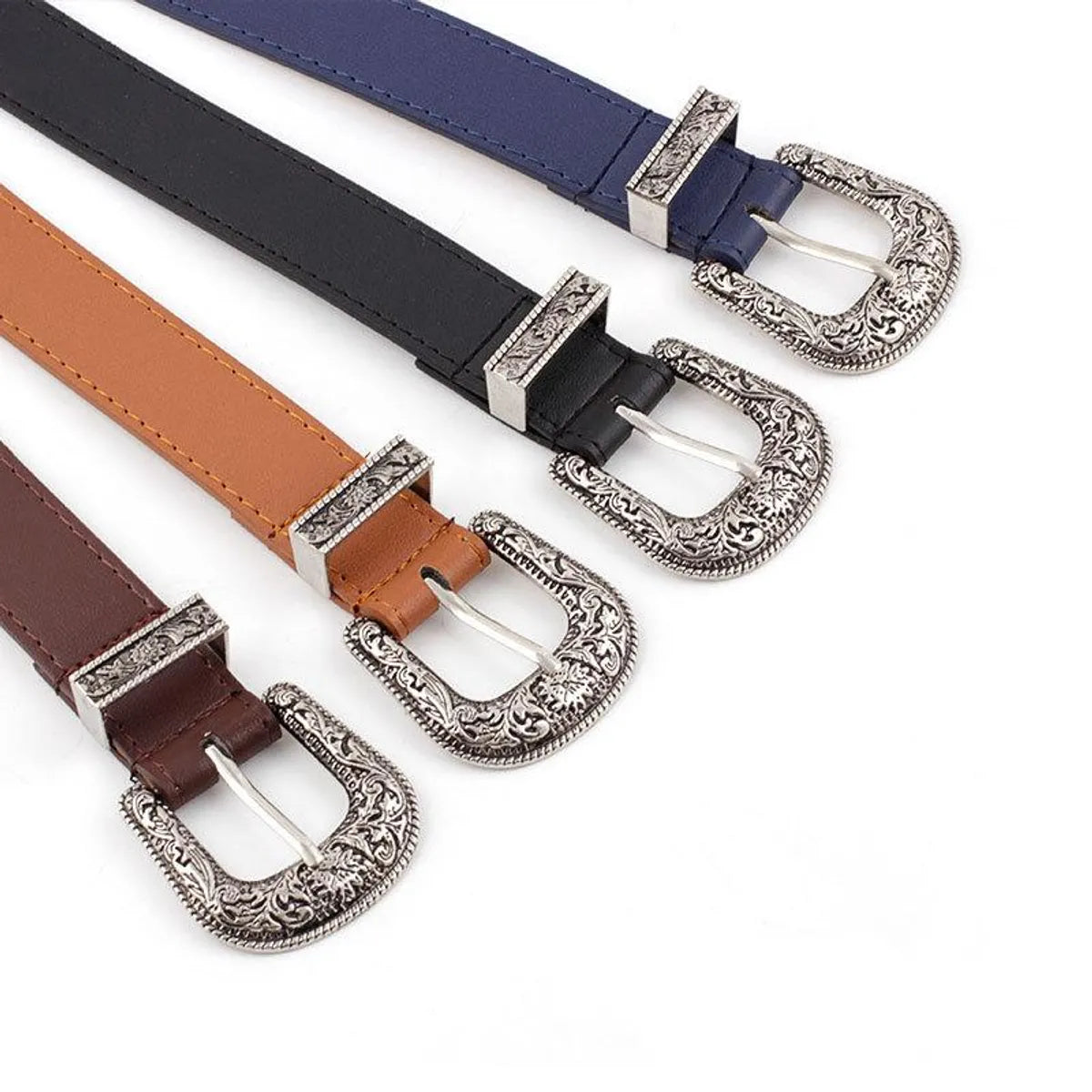 Fashion Woman Leather Metal Buckle Carved Belt Strap For Dress Jeans Nhpo134109