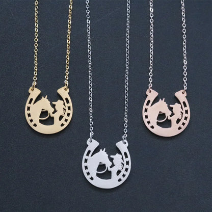 Wholesale Jewelry Cartoon Style Human Animal  304 Stainless Steel Titanium Steel Gold Plated Plating Necklace