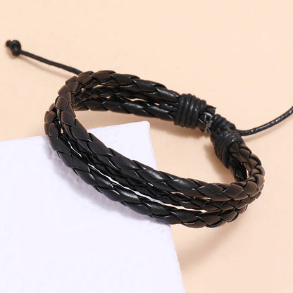 Fashion Geometric Pu Leather No Inlaid Unisex Bracelets