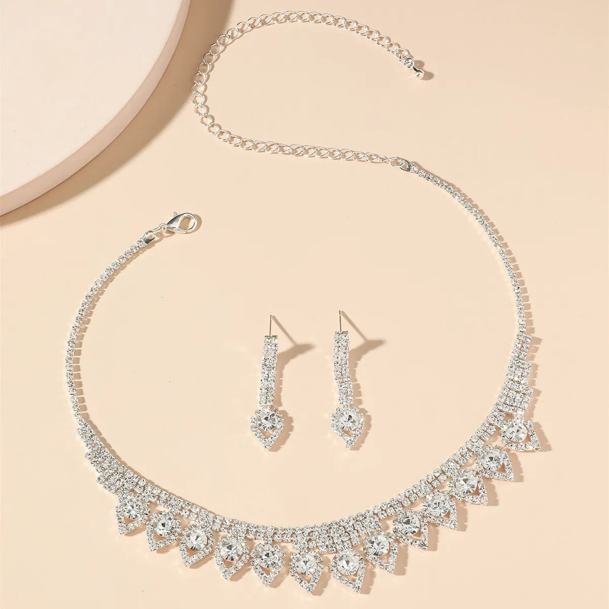 Fashion Woven Rhinestone Clavicle Bridal Jewelry Necklace And Earrings Set