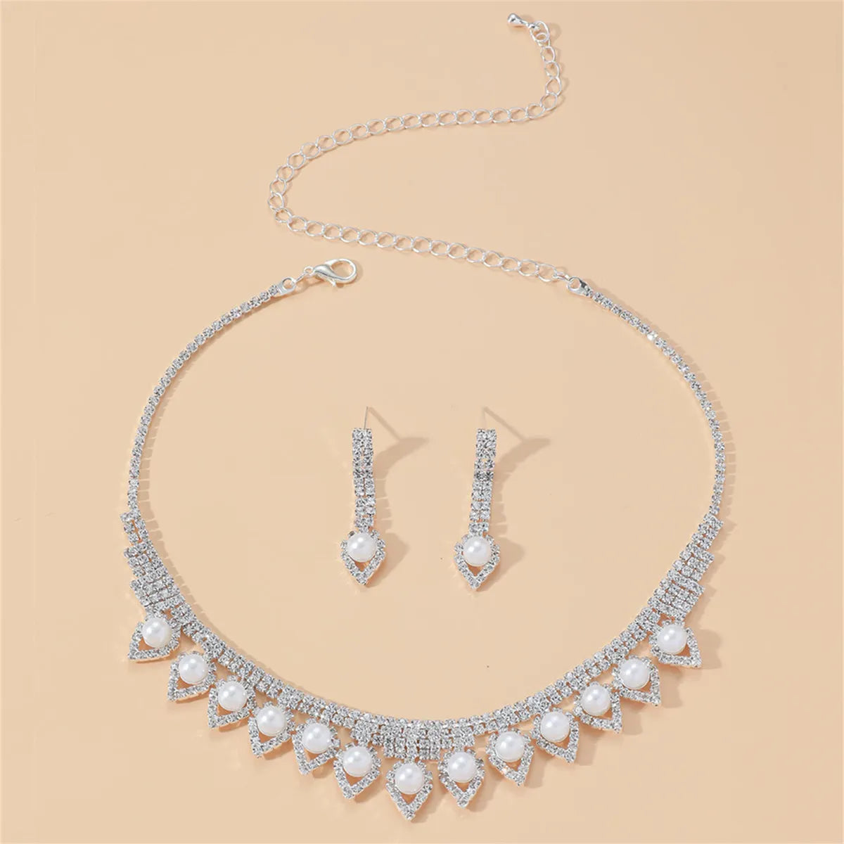 Fashion Woven Rhinestone Clavicle Bridal Jewelry Necklace And Earrings Set