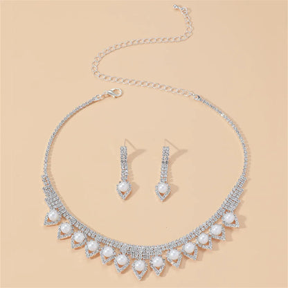 Fashion Woven Rhinestone Clavicle Bridal Jewelry Necklace And Earrings Set