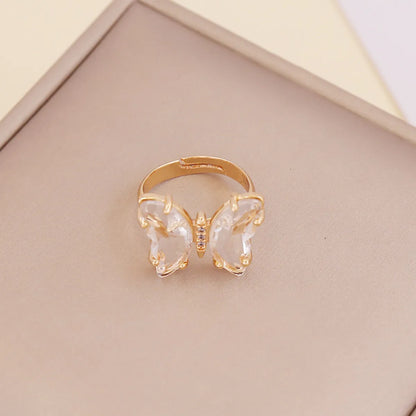 Fashion Zircon Butterfly Opening Adjustable Ring Wholesale