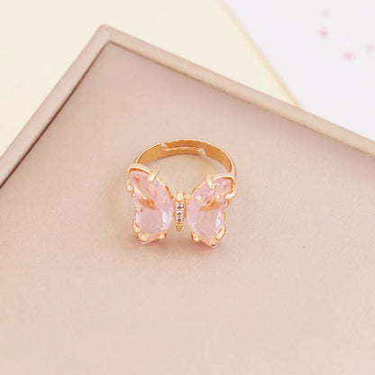 Fashion Zircon Butterfly Opening Adjustable Ring Wholesale