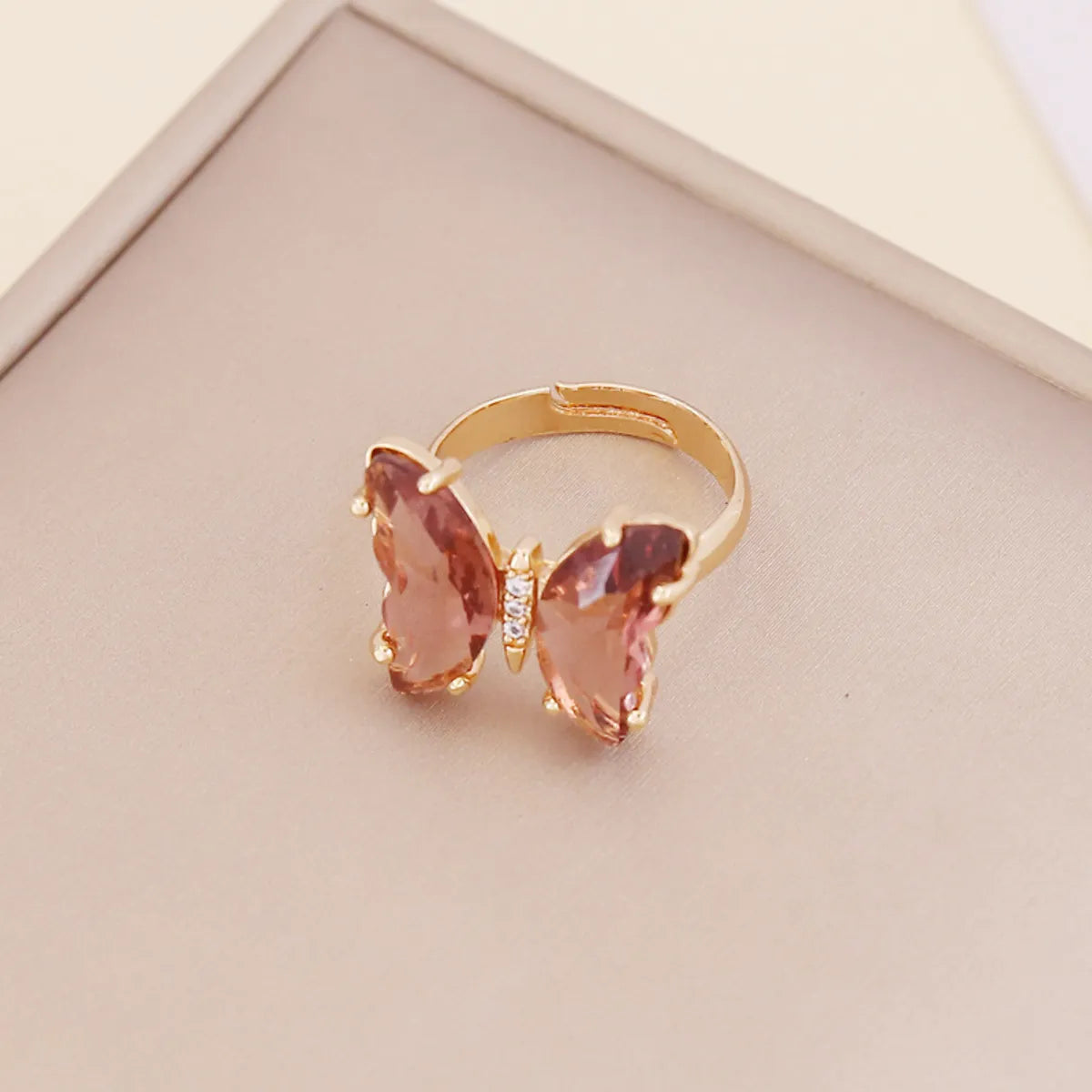 Fashion Zircon Butterfly Opening Adjustable Ring Wholesale