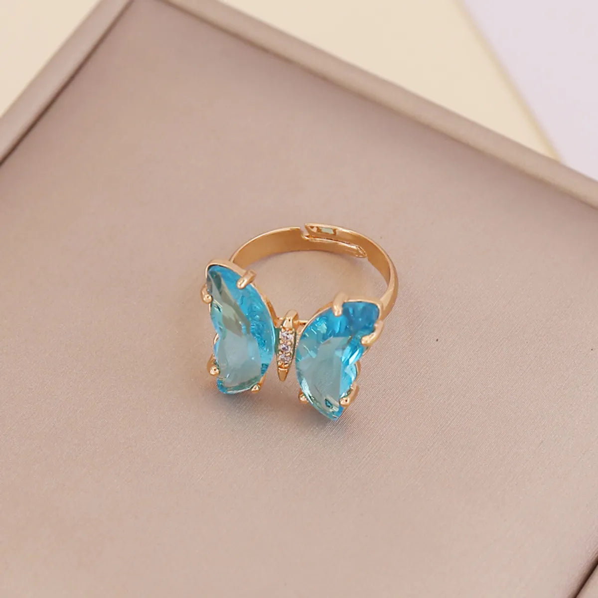 Fashion Zircon Butterfly Opening Adjustable Ring Wholesale