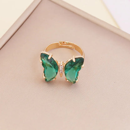 Fashion Zircon Butterfly Opening Adjustable Ring Wholesale