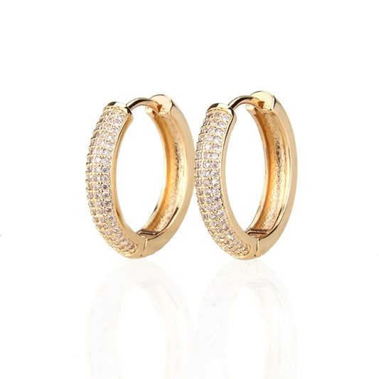 Fashion Zircon Hoop Earrings Simple Copper Earrings Women Macro-inlaid Zirconium Round Earrings Gooddiy