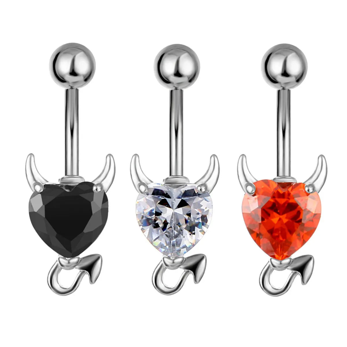 Fashion Zircon Little Devil Heart-shaped Navel Button Navel Nail